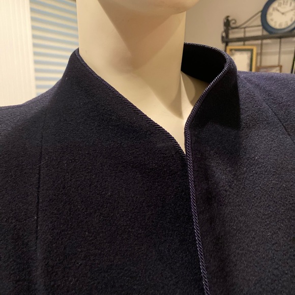 100% Cashmere Full Length Navy Wrap Coat - Picture 2 of 9